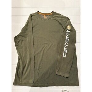 Carhartt Force Relaxed Fit Long Sleeve T Shirt Mens XL Olive Green Workwear